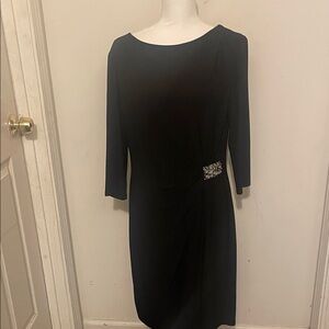 Evan Picone Black Dress with Embellished Detail